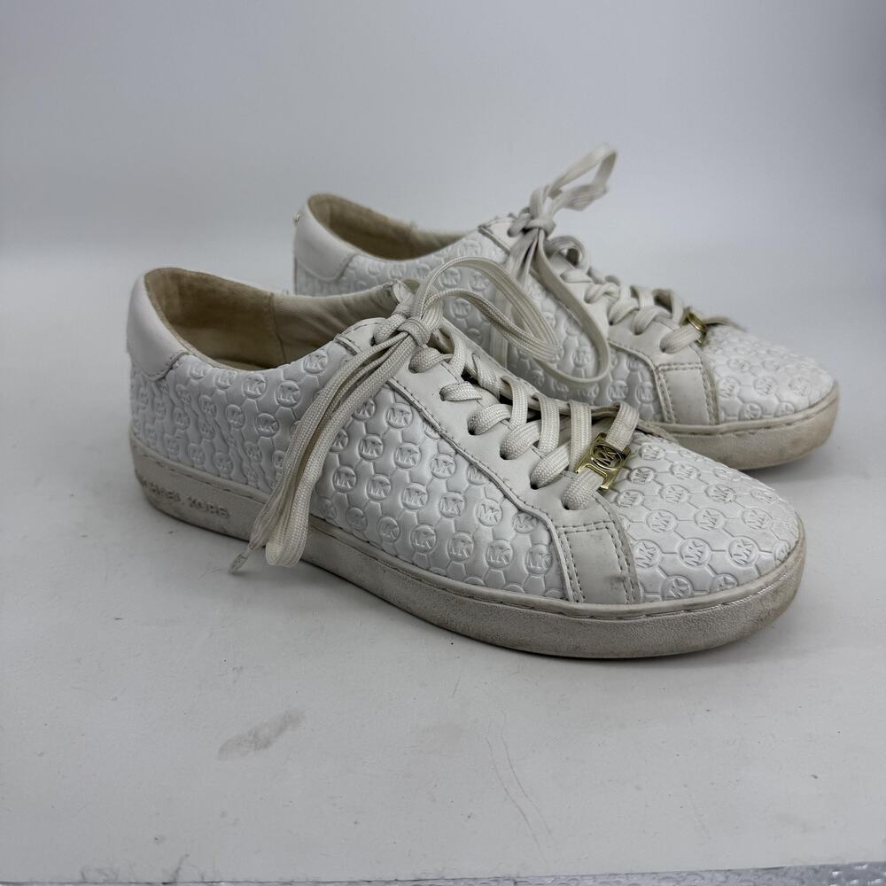 Michael Kors Shoes Womens Size 6.5 White MK Monogram Low Top‎ Sneakers Preppy